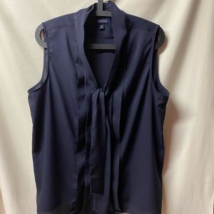 Lands end, navy blouse, work, office, dressy, casual. Light material.